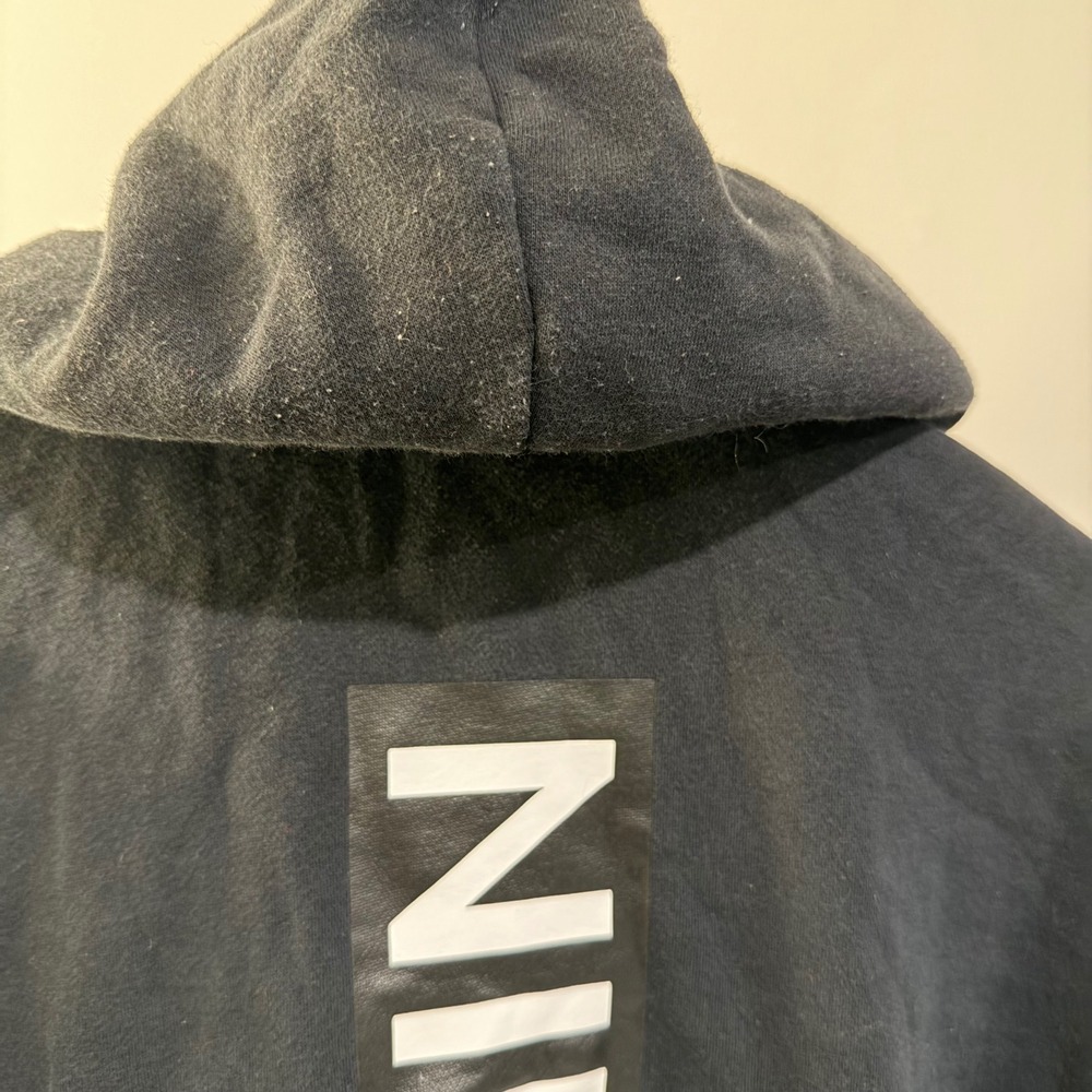 Nike Air Mens Full Zip Hoodie Black Grey Colorblock Fleece Jacket Medium - Picture 8 of 10